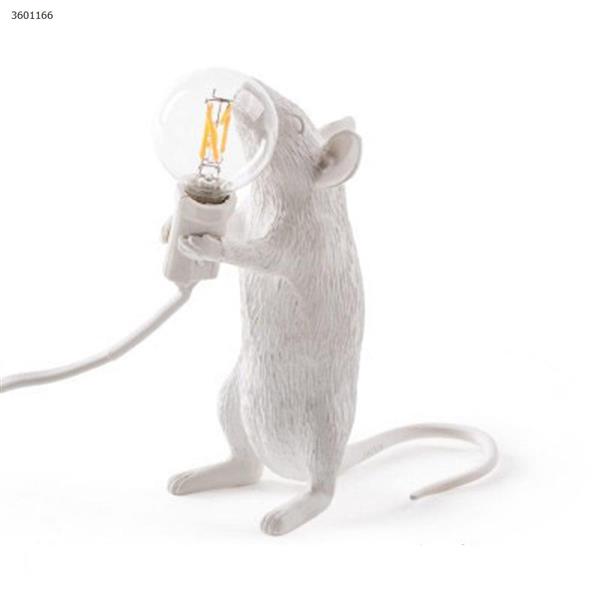 Simple creative bedroom bedside study office table LED resin mouse small table lamp (white standing type) table lamp N/A