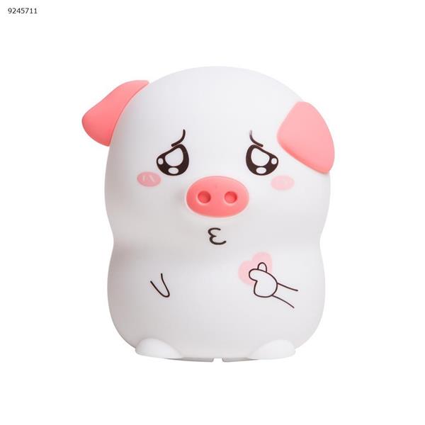 Creative small toy luminous pig silicone lamp Cute pig silicone atmosphere lamp with sleeping lamp (Grievance pink Hand shot) Night Lights N/A