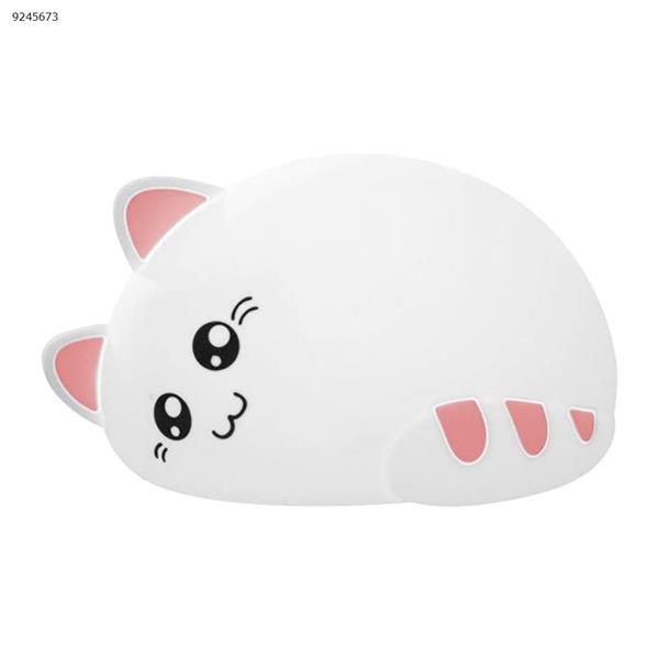Colorful cat silicone lamp patted night light novelty bedroom bedside children sleep light（Pink remote control） Night Lights N/A