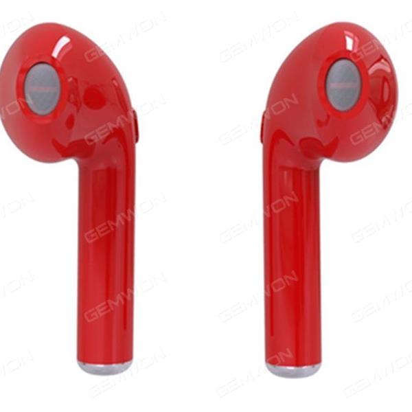 HBQ I7 Bluetooth Earphones for phone call Sport Double-ear portable bluetooth Wireless Earbuds with Microphone for IPhone 7/ 7 plus/ 6/ 6s plus / Samsung galaxy S8 etc Smartphones Red Headset I7