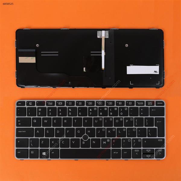 HP EliteBook 820 G3 SILVER FRAME BLACK (Backlit,with point,Win8) Big Enter US 820 G3 Laptop Keyboard (OEM-B)
