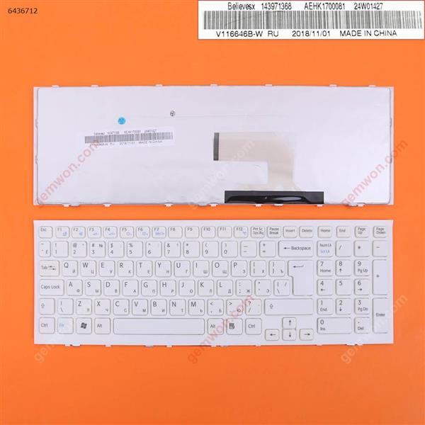 SONY VPC-EH WHITE FRAME WHITE Big Enter （reprint） RU SONY VPC-EH Laptop Keyboard (Reprint)