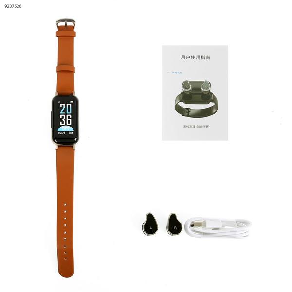 T89 Smart Binaural Bracelet Watch Color Screen Smart Bracelet Wireless Bluetooth Headset 2-in-1 Golden Smart Wear N/A