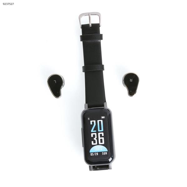 T89 Smart Binaural Bracelet Watch Color Screen Smart Bracelet Wireless Bluetooth Headset 2-in-1 black Smart Wear T89