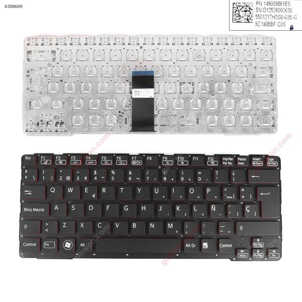 SONY SVE14A BLACK(Red side,For Backlit version,without FRAME,without foil) ?  SP SVE14A Laptop Keyboard (OEM-A)