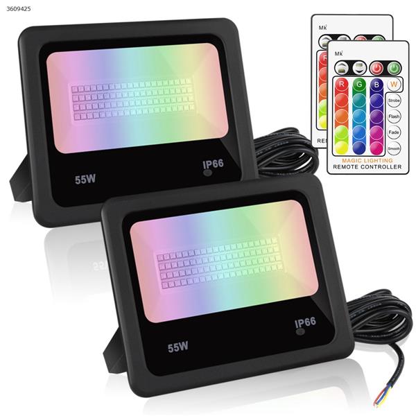 LED55w colorful RGB remote control color changing floodlights floodlights (Two packs EU) Other WRD-XK55W