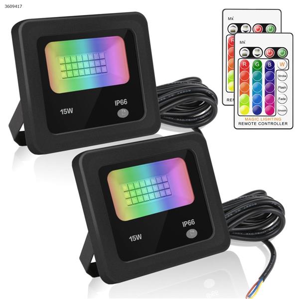 LED15w colorful RGB remote control color changing floodlights floodlights (Two packs EU) Other WRD-XK15W