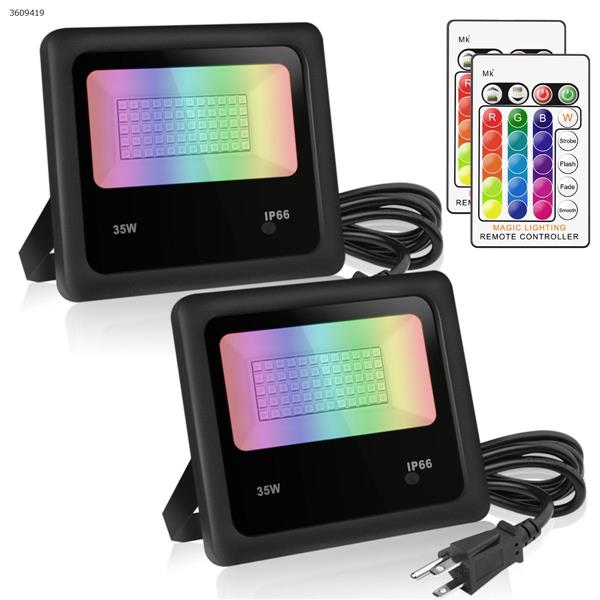 LED35w colorful RGB remote control color changing floodlights floodlights (Two packs US) Other WRD-XK35W