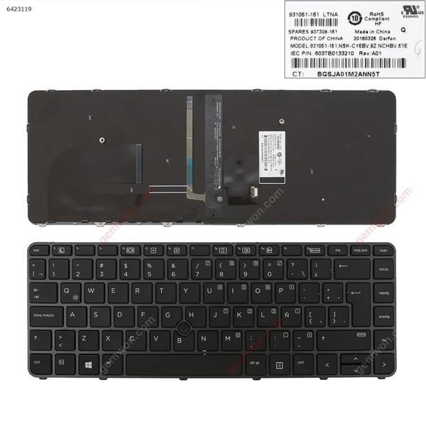 HP EliteBook 840 G3 GRAY FRAME BLACK (with point, Backlit,Win8) LA N/A Laptop Keyboard (OEM-B)