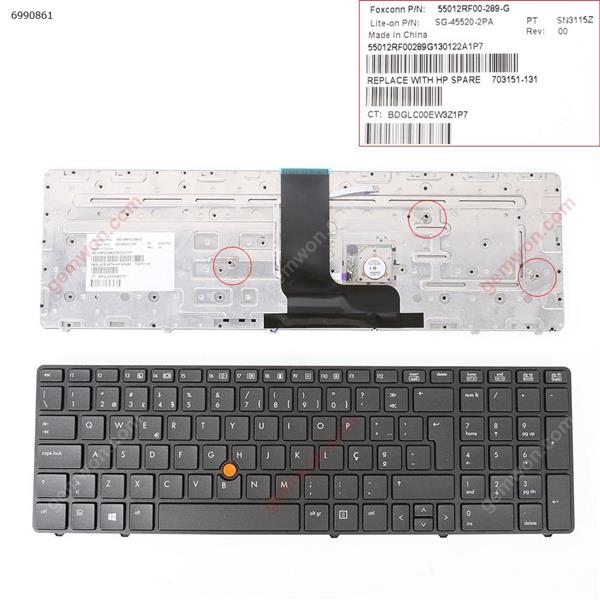 HP 8560W 8570W GRAY FRAME GRAY( With Point stick,For Win8)  PO N/A Laptop Keyboard (OEM-B)