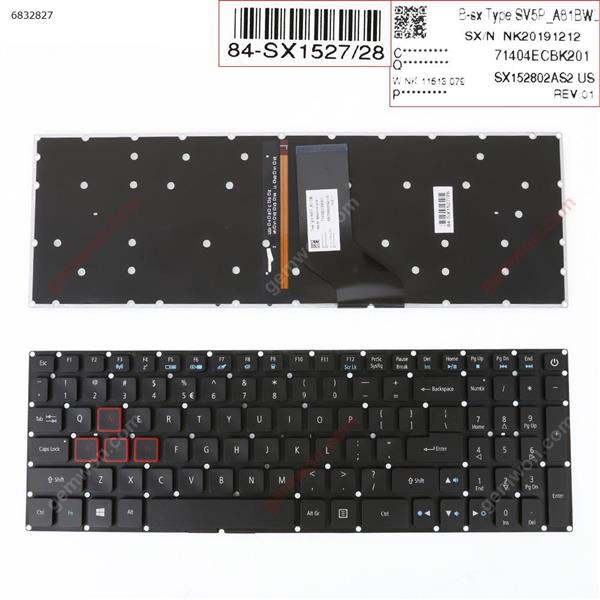 Acer Aspire VX15 VN7-793G VX5-591G VX5-591G-52WN  VX5-591G-707K  VX5-591 BLACK （backlit） US N/A Laptop Keyboard (OEM-A)