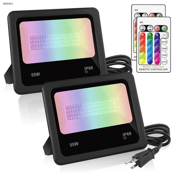 LED55w colorful RGB remote control color changing floodlights floodlights (Two packs US) Other WRD-XK55W