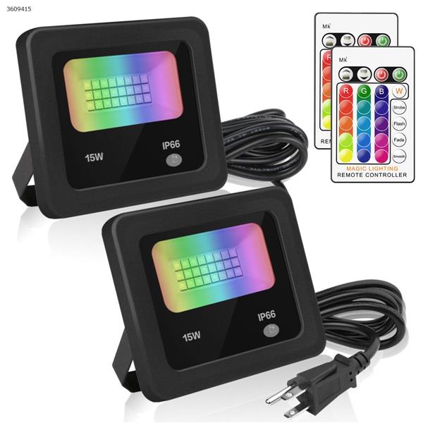 LED15w colorful RGB remote control color changing floodlights floodlights (Two packs US) Other WRD-XK15W