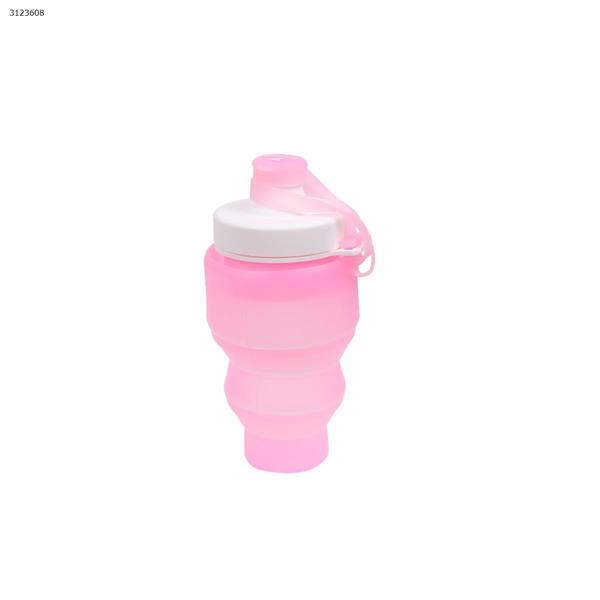 Silicone sports bottle outdoor mountaineering travel telescopic water bottle large capacity folding cup  （pink） Camping & Hiking WD-XN