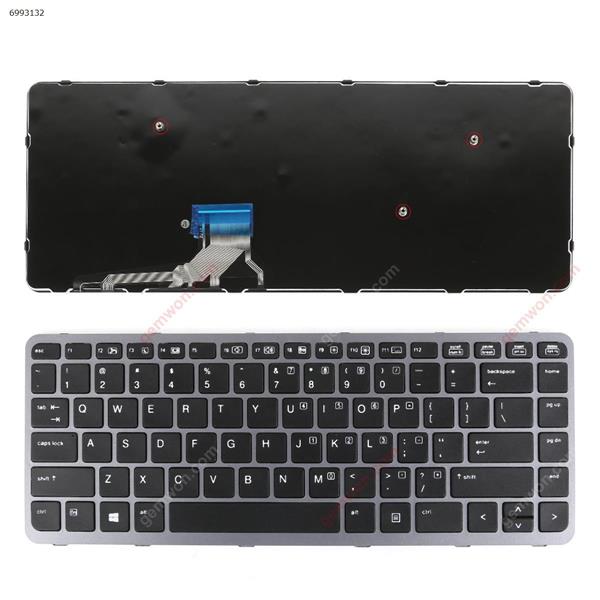 HP EliteBook Folio 1040 G1 GRAY  FRAME BLACK (Win8) US FA03-A1 Laptop Keyboard (OEM-B)