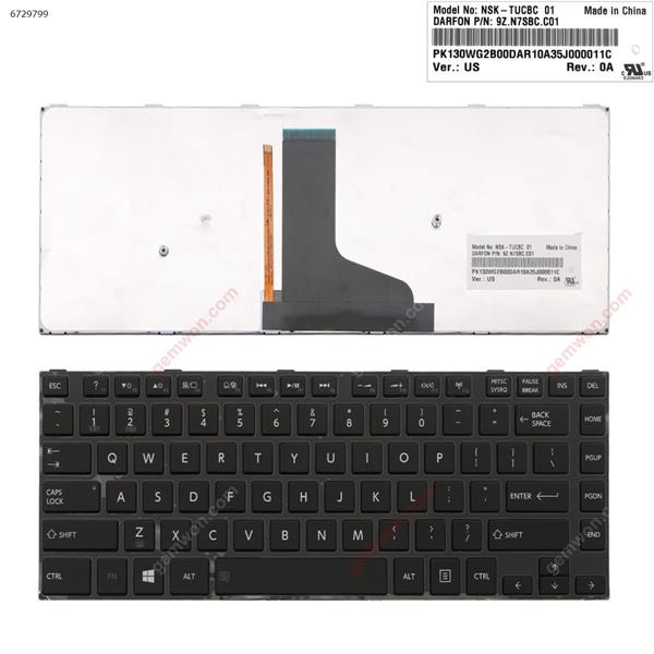 TOSHIBA  L40-A  GLOSSY FRAME GLOSSY (Backlit,WIN 8 ） US NSK-TUCBC    9Z.NSBC.C01 Laptop Keyboard (OEM-B)