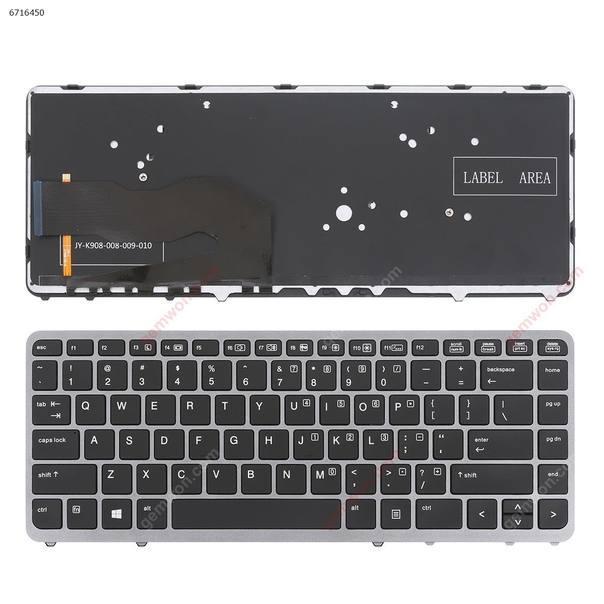 HP EliteBook 840 G1 850 G1 GRAY  FRAME BLACK (without  point,Backlit,Win8) US JY-K908-008-009-010 Laptop Keyboard (A+)
