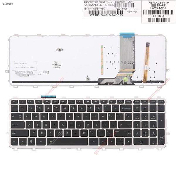 HP ENVY m6-n168ca m6-n010dx m6-n012dx  SILVER FRAME BLACK  (Backlit, Win8)  US N/A Laptop Keyboard (OEM-A)