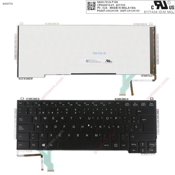 Fujitsu  S904 S935  S936  S937  T904  T935  T936   BLACK (Blacklit  ,  Without  FRAME,  With  Foil) SP N/A Laptop Keyboard (OEM-A)