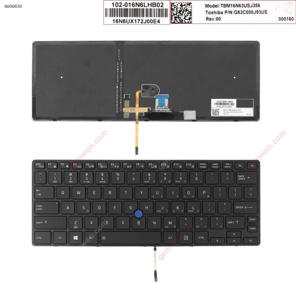 Toshiba Tecra X40-D BLACK FRAME BLACK （Backlit,With Point stick,WIN8） US G83C000J75US TBM16N33USJ356 Laptop Keyboard (OEM-B)