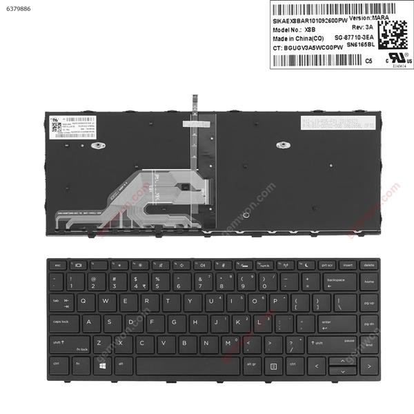 HP Probook 430 G5 440 G5 445 G5 BLACK FRAME BLACK WIN8 (Backlit, Win8)  UI 831-00702-00B Laptop Keyboard (A+)