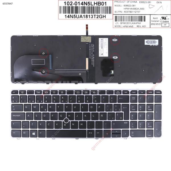 HP EliteBook 755 G3 850 G3 850 G4 ZBook 15u G3 G4  SILVER   FRAME BLACK (with point,Backlit,Win8)  SP 836623-081              HPM14N56DKJ930               6037B0112707 Laptop Keyboard (OEM-A)