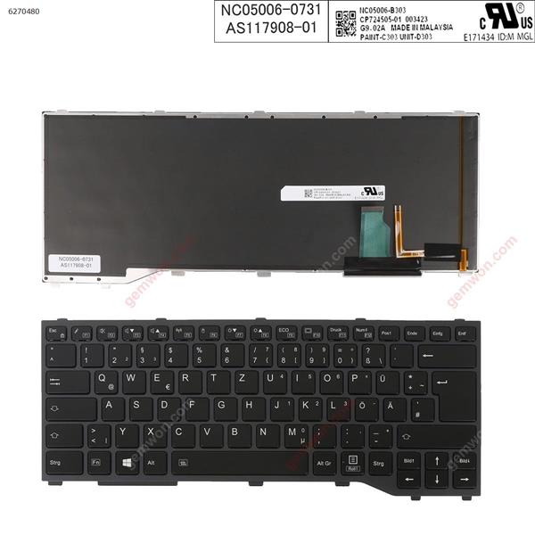Fujitsu Siemens Lifebook t937 t938   GRAY  FRAME  BLACK( Backlit , Win8) GR NC05006-B303             CP724505-01         003744 Laptop Keyboard (OEM-A)