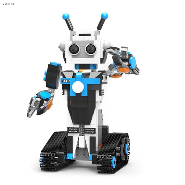 KIBTOY  PR-02 Science and education dual remote control programmable educational gift toy intelligent programming building block robot Blue RC ROBOT PR-02
