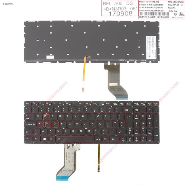 Lenovo Ideapad Y700-15 BLACK (Red side,Backlit,WIN8,without FRAME) UK SN20H54485  PK130ZF2A10  V149420EK1-UK Laptop Keyboard (OEM-A)