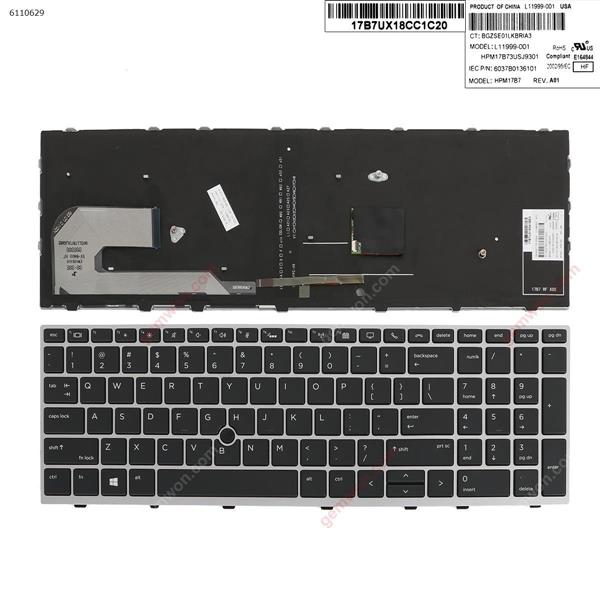 HP Elitebook 850 G5 755 G5 ZBook 15u G5 SILVER FRAME BLACK Backlit (with point,Win8) US 6037B0136114 6037B0136125 002L17B73LHD02 Laptop Keyboard (A+)