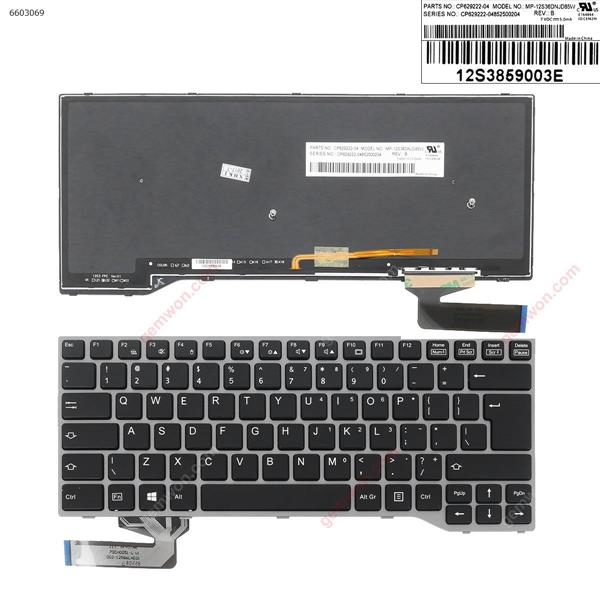 Fujitsu Lifebook E733 E744 E734 E743 GRAY FRAME BLACK （Backlit  Big Enter , Win8)  US 002-12R86LHE01 Laptop Keyboard (OEM-A)