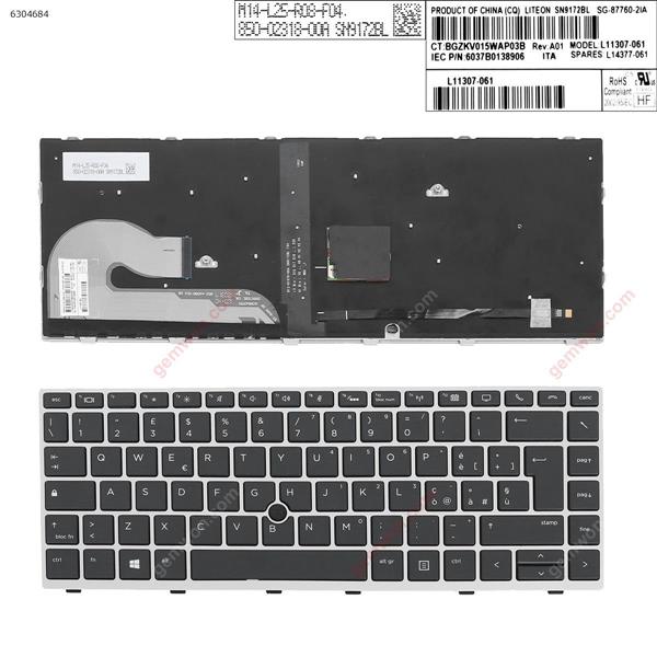 HP EliteBook 840 G5 SILVER FRAME BLACK (with point, Backlit)  IT 6037B0138606 Laptop Keyboard (A+)