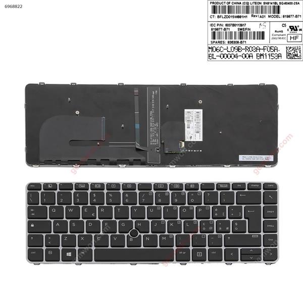 HP EliteBook 840 G3 SILVER FRAME BLACK (with point, Backlit, Win8)  IT 6037B0113917 Laptop Keyboard (OEM-A)