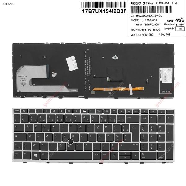 HP EliteBook 850 G5  SILVER FRAME BLACK (Backlit ,  with point )  FR 6037B0136405 V162836CK SQNR191ES Laptop Keyboard (OEM-A)