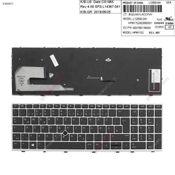 HP EliteBook 850 G5  SILVER FRAME BLACK (  with point )  GR 6037B0136004 Laptop Keyboard (OEM-A)