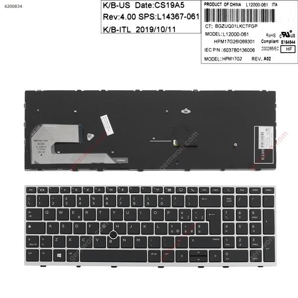 HP EliteBook 850 G5  SILVER  FRAME BLACK (  with point )  IT 6037B0136006 Laptop Keyboard (OEM-A)