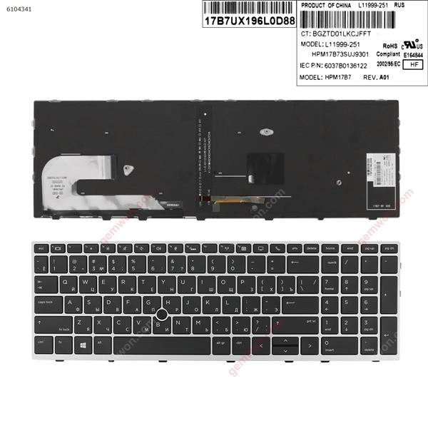 HP EliteBook 850 G5  SILVER FRAME BLACK (Backlit ,  with point )  RU 6037B0136122 Laptop Keyboard (OEM-A)