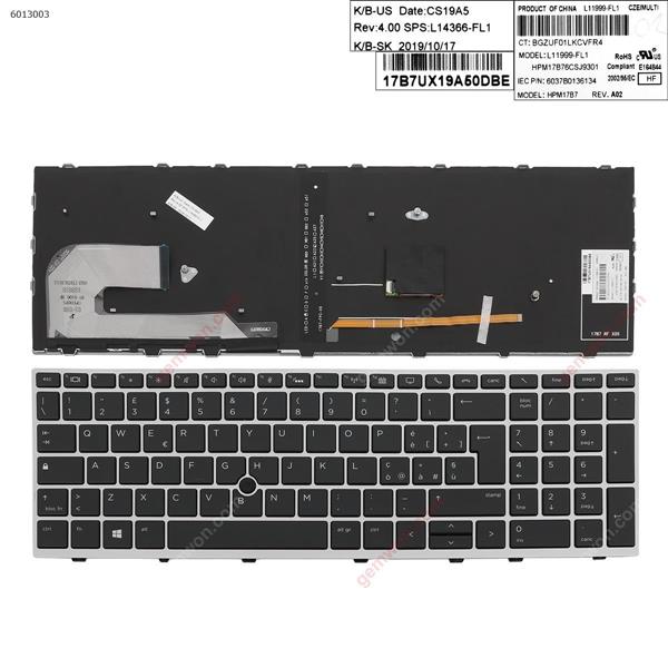 HP EliteBook 850 G5  SILVER FRAME BLACK (Backlit ,  with point )  IT SQNR191CS V162836CK L11999-061 6037B0136106 Laptop Keyboard (OEM-A)