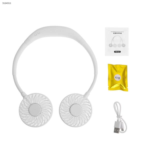 New sports hanging neck fan charging portable lazy hand folding desktop silent small fan White with aroma)   Camping & Hiking N/A
