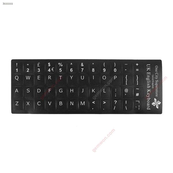 UK Keyboard Sticker,Black with White letter. Change keyboard language layout by stick lables on keyboard keys. Sticker UK
