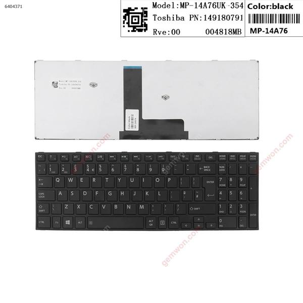 TOSHIBA C50-B  C50D-B BLACK FRAME BLACK(For Win8) UK 9Z.NBPSC.00U PK1315F1A04 Laptop Keyboard (A+)
