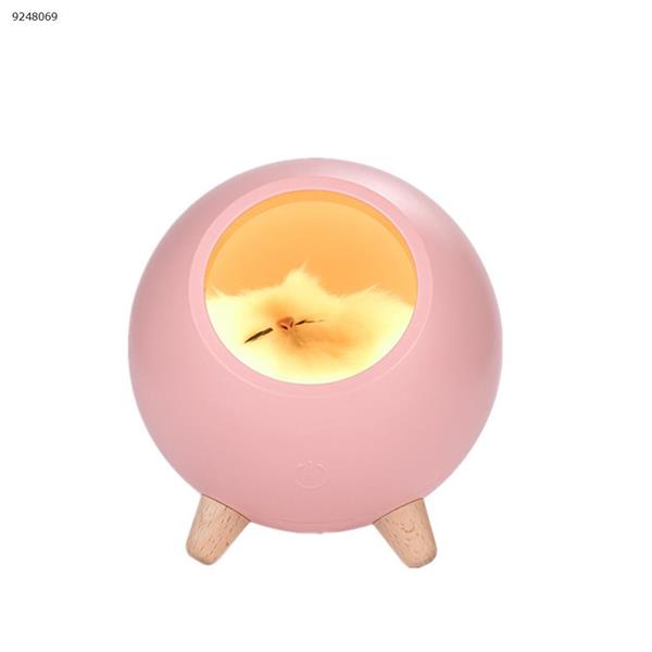 Cartoon kitten pet house atmosphere lamp cute cute pet USB charging touch night light（Pink） Night Lights N/A