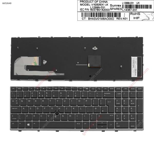 HP EliteBook 850 G5  GRAY FRAME BLACK (  with point )  UK 6037B0142003 Laptop Keyboard (OEM-A)