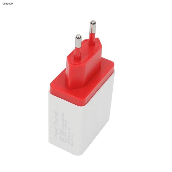 4USB Quick Charge 3.0 EU USB Charger For iPhone 8 Plus for Samsung S8 Fast Charger QC3.0 USB Adapter Mobile Phone Wall Chargers（EU）red Charger & Data Cable N/A