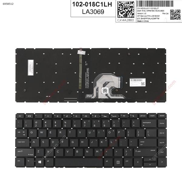 HP ProBook 430 G8 BLACK Without FRAME ，Backlit  US HPM18C13USJ920   L38138-001 Laptop Keyboard (OEM-A)