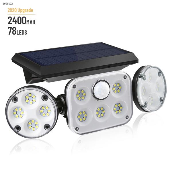 78LED Solar Three-head Sensor Wall Light (Single Pack) Solar Charge TG-TY051