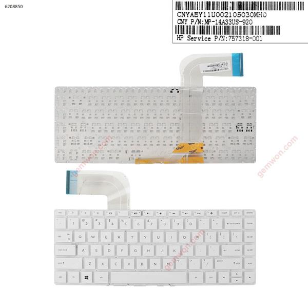 HP Pavilion 14-v219tx v245tx v246tx V034TX WHITE(Without FRAME,Without Foil,Win8) US MP-14A33US-920 Laptop Keyboard (OEM-B)