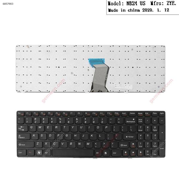 LENOVO Ideapad Z580 V580 G580 BLACK FRAME BLACK  （Without  Foil ,  OEM   ） US N/A Laptop Keyboard (OEM-B)