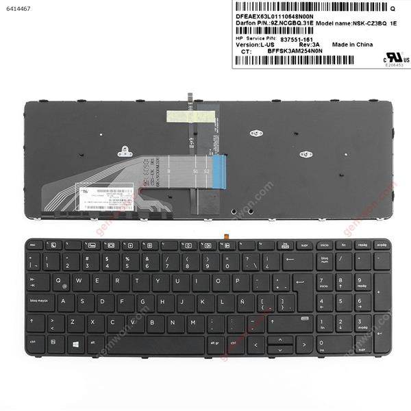 HP ProBook 450 G3 455 G3 470 G3 BLACK FRAME BLACK(Backlit For Win8)  LA 837551-161 Laptop Keyboard (OEM-A)