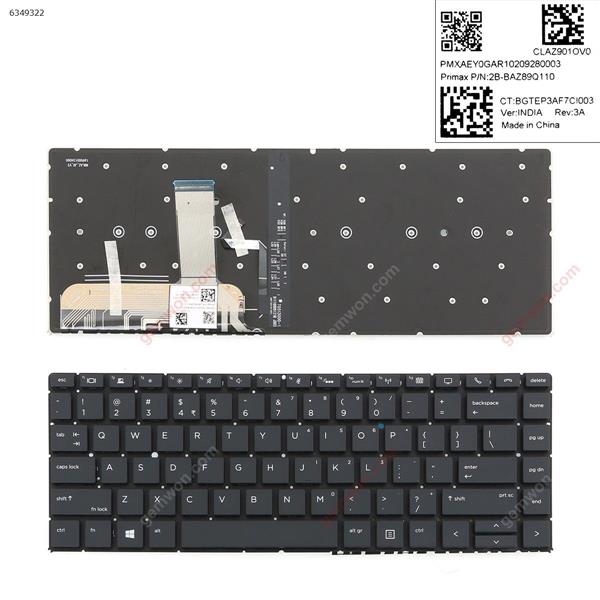 HP EliteBook Folio 1040 G5 BLACK ( without frame , Backlit,Win8) US 2B-BAZ89Q100 Laptop Keyboard (A+)